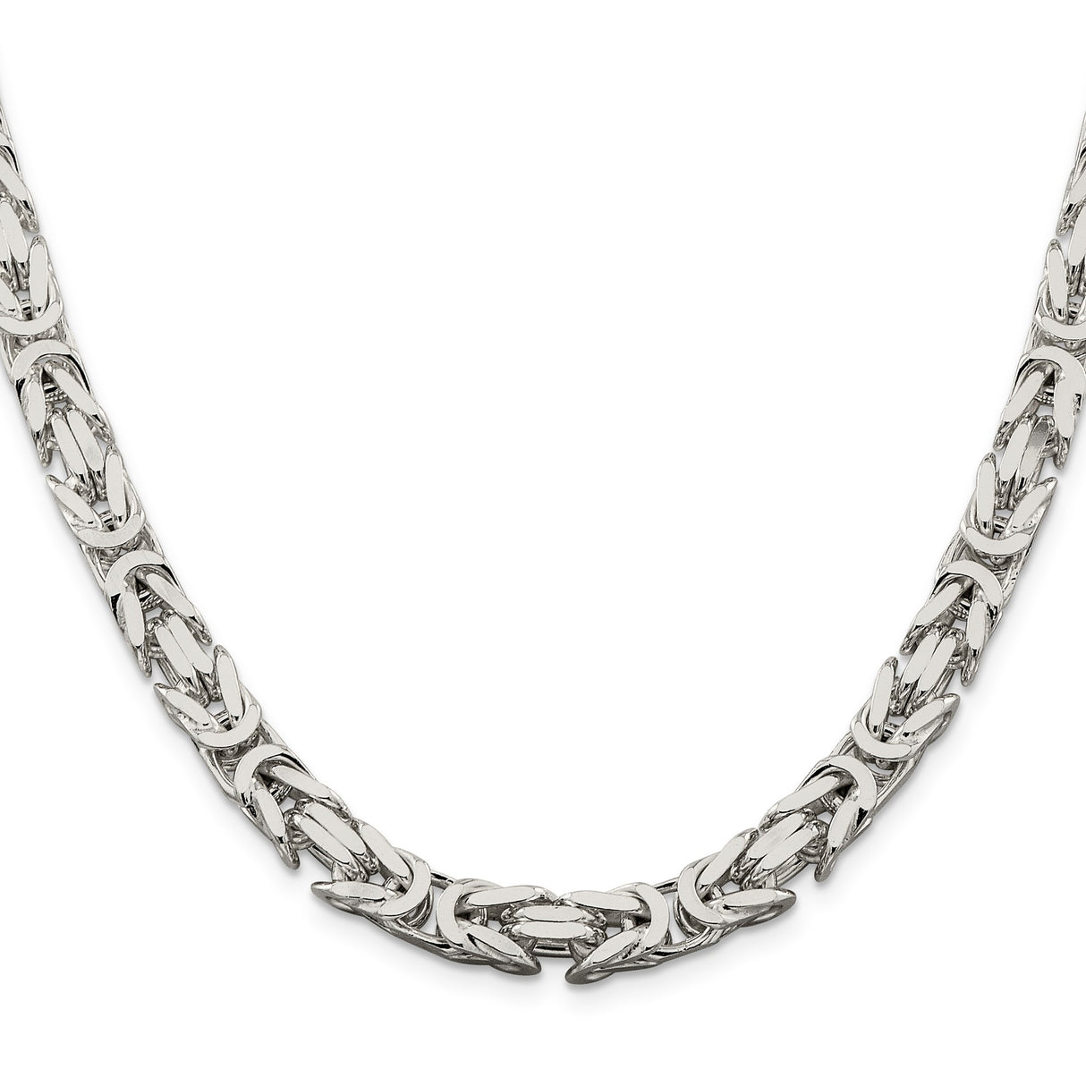 925 White Gold 7.5 mm Polished Chain Necklace, Solid