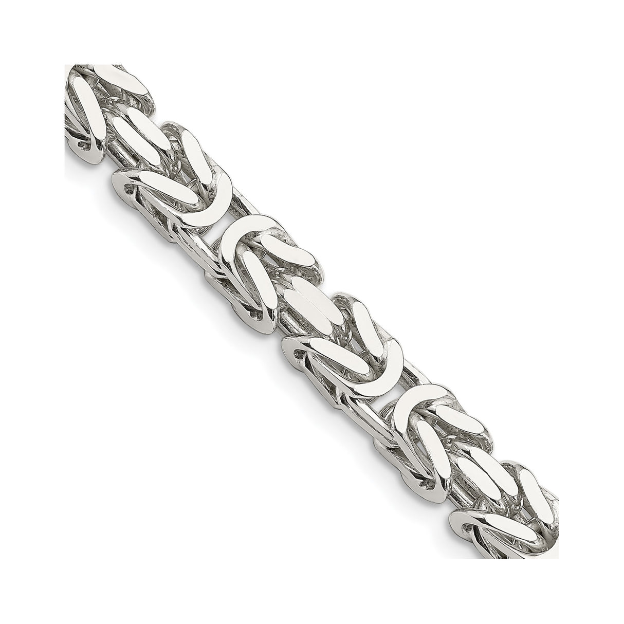 925 White Gold 7.5 mm Polished Chain Necklace, Solid detail view