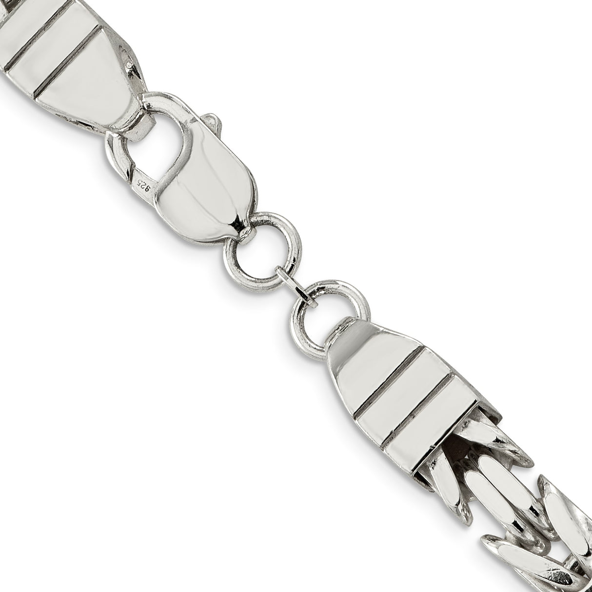 925 White Gold 8.25 mm Polished Chain Necklace, Solid alternate angle