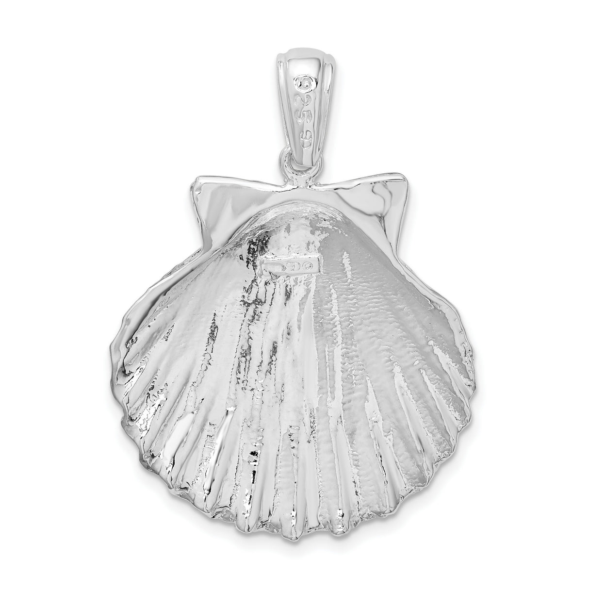 Sterling Silver Scallop Shell Pendant, Textured Camino Santiago Symbol, Spiritual Beach Jewelry