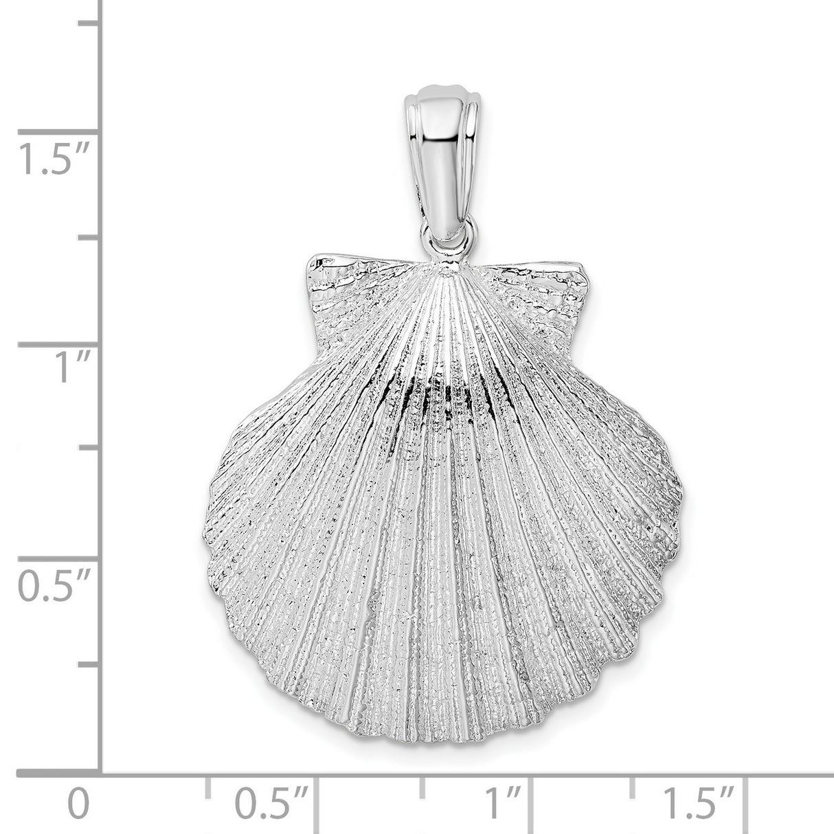 Sterling Silver Scallop Shell Pendant, Textured Camino Santiago Symbol, Spiritual Beach Jewelry