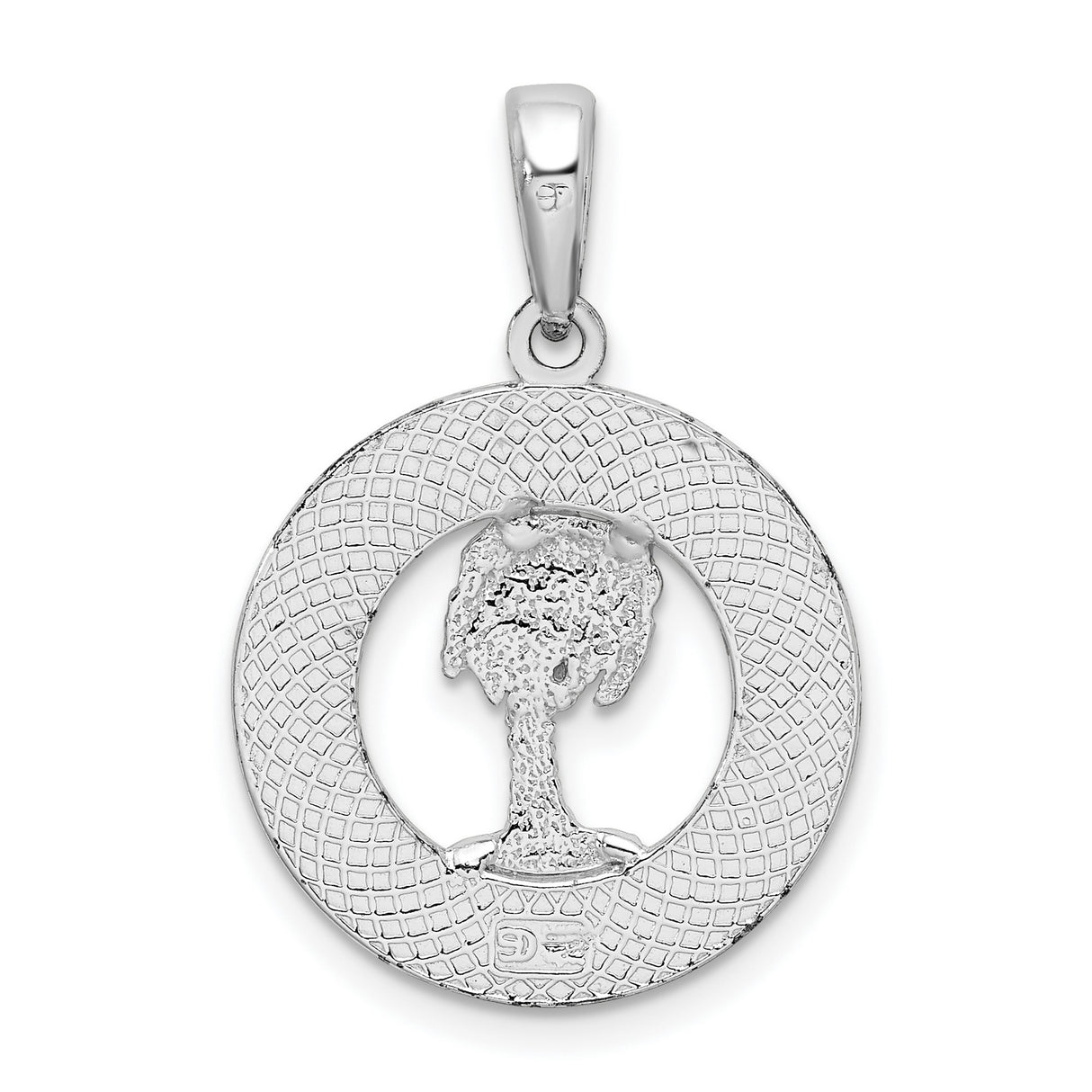 Sterling Silver Pendant with Palm Tree Design, Round Hilton Head Island Charm