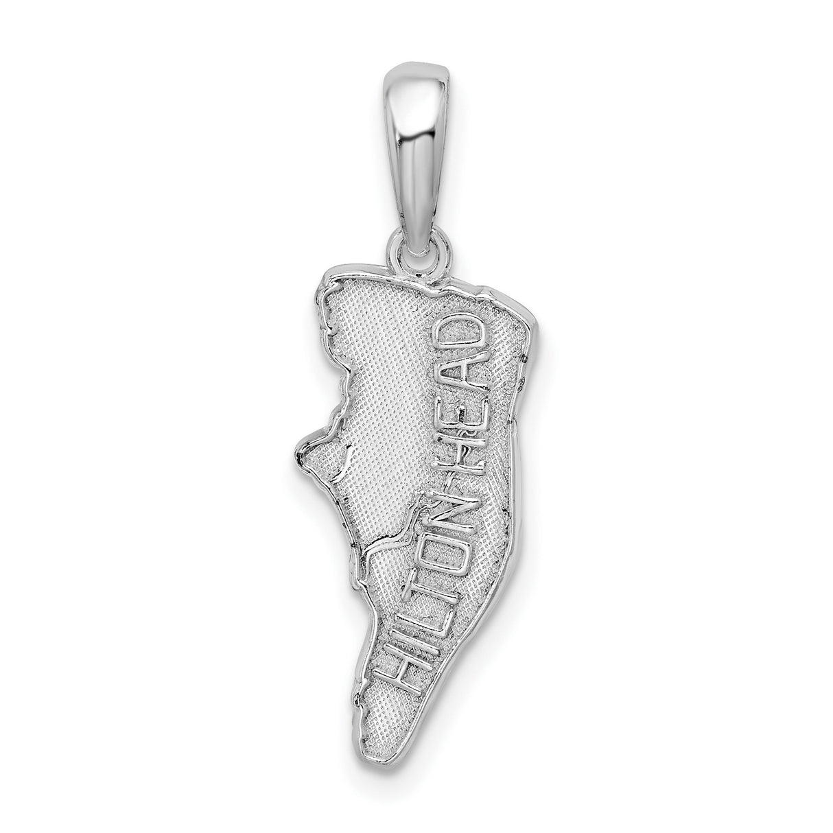 Sterling Silver Hilton Head Island Pendant with Island Outline Design, Unisex Travel Charm