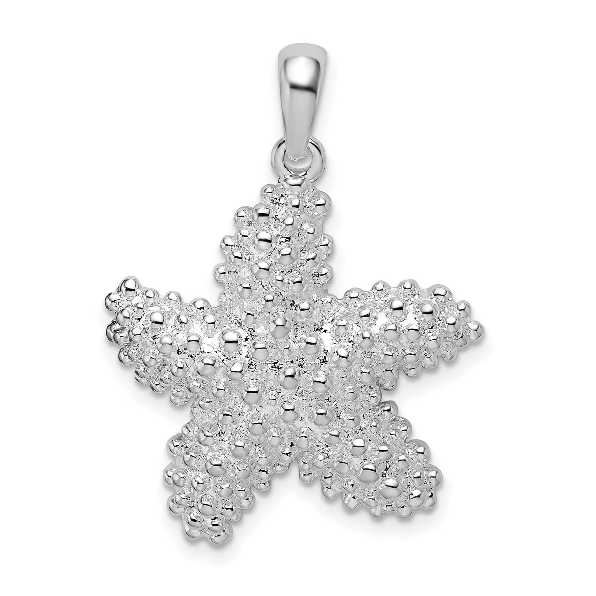 Sterling Silver Starfish Pendant, Textured Ocean-Inspired Nautical Jewelry for Women