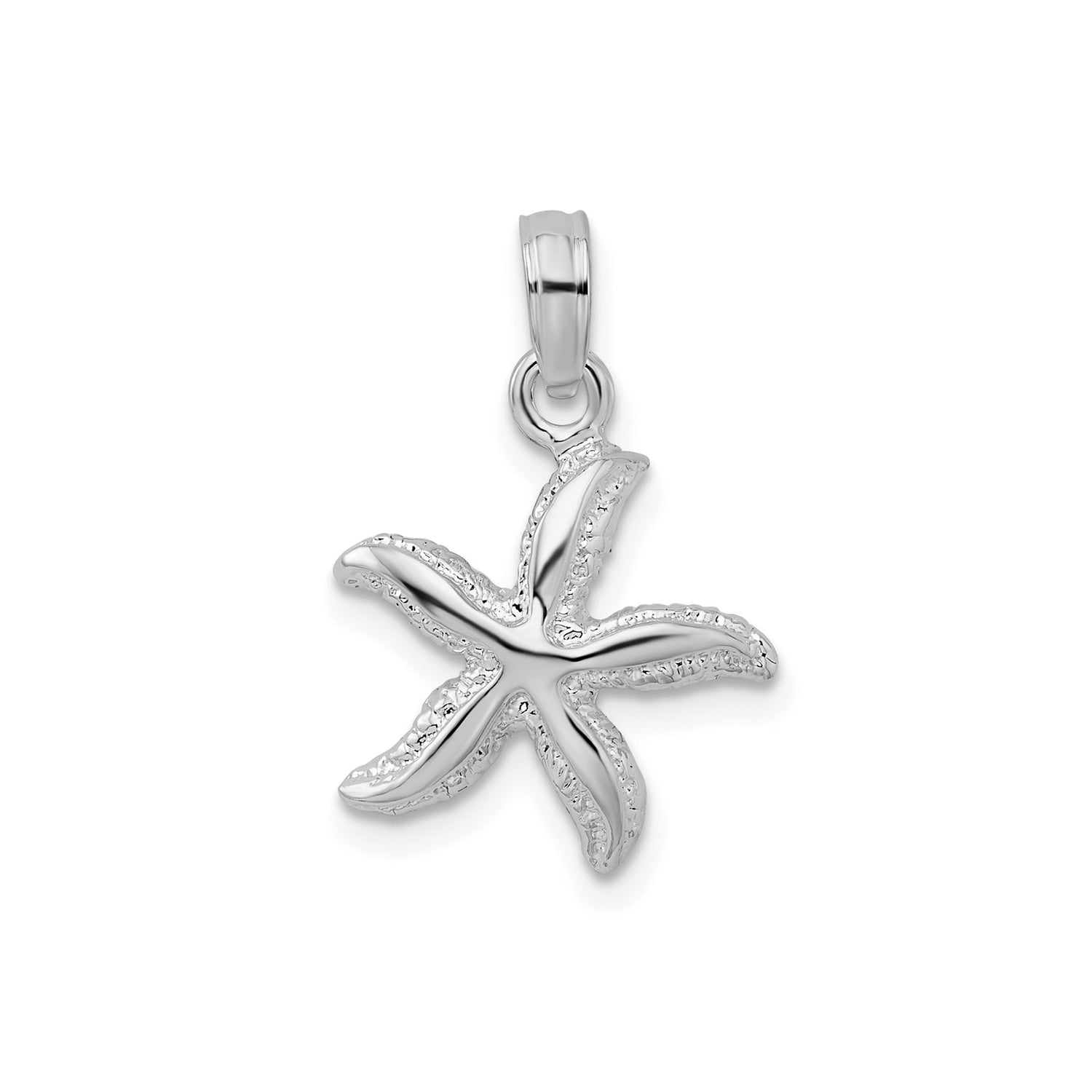 Sterling Silver Starfish Pendant with Textured Details, Ocean Style Nautical Jewelry for Women