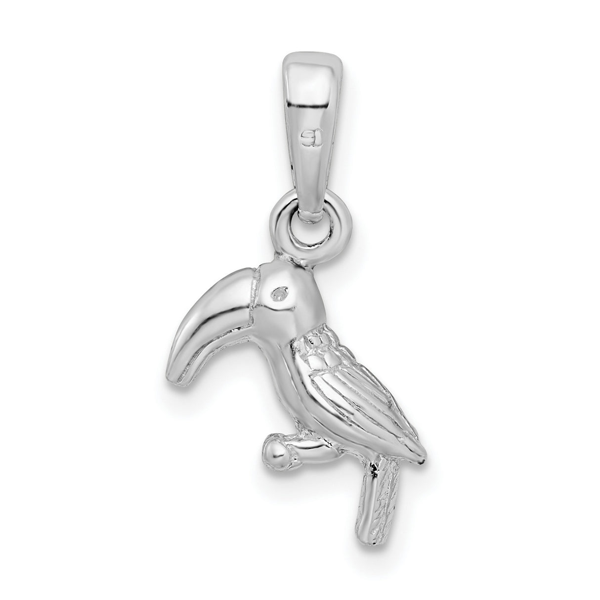 Sterling Silver Toucan Bird Pendant, Tropical Jungle Wildlife Design for Women and Unisex Use