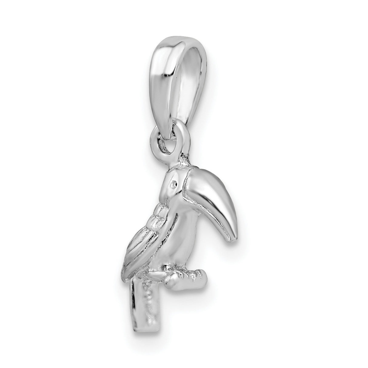 Sterling Silver Toucan Bird Pendant, Tropical Jungle Wildlife Design for Women and Unisex Use