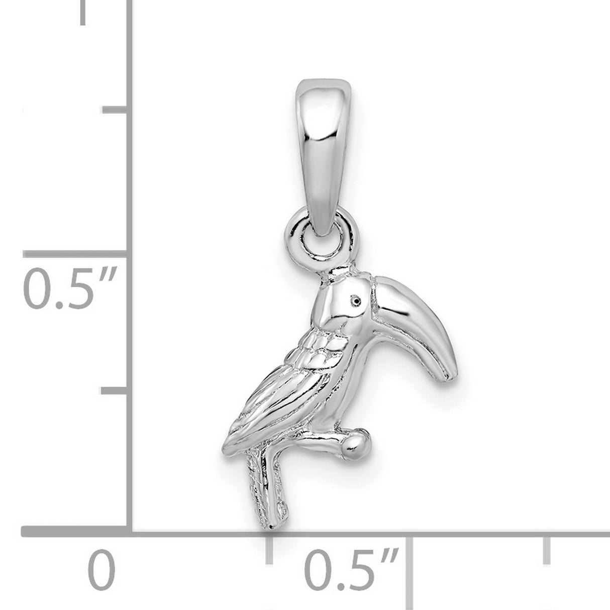 Sterling Silver Toucan Bird Pendant, Tropical Jungle Wildlife Design for Women and Unisex Use