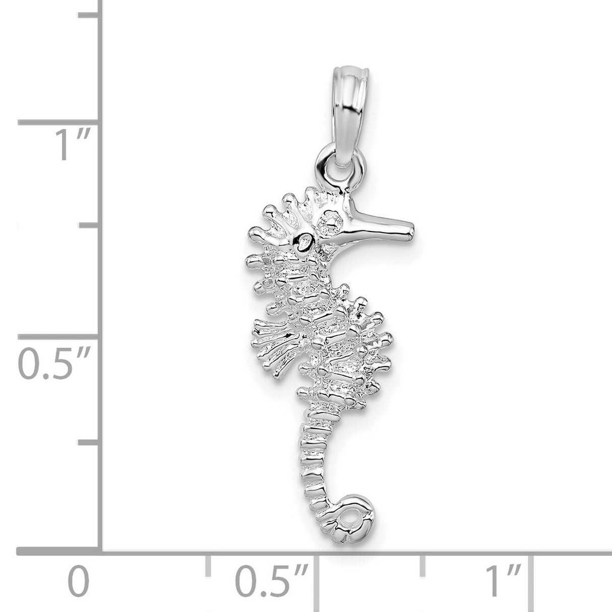Sterling Silver Seahorse Pendant with Textured Marine Life Design for Women