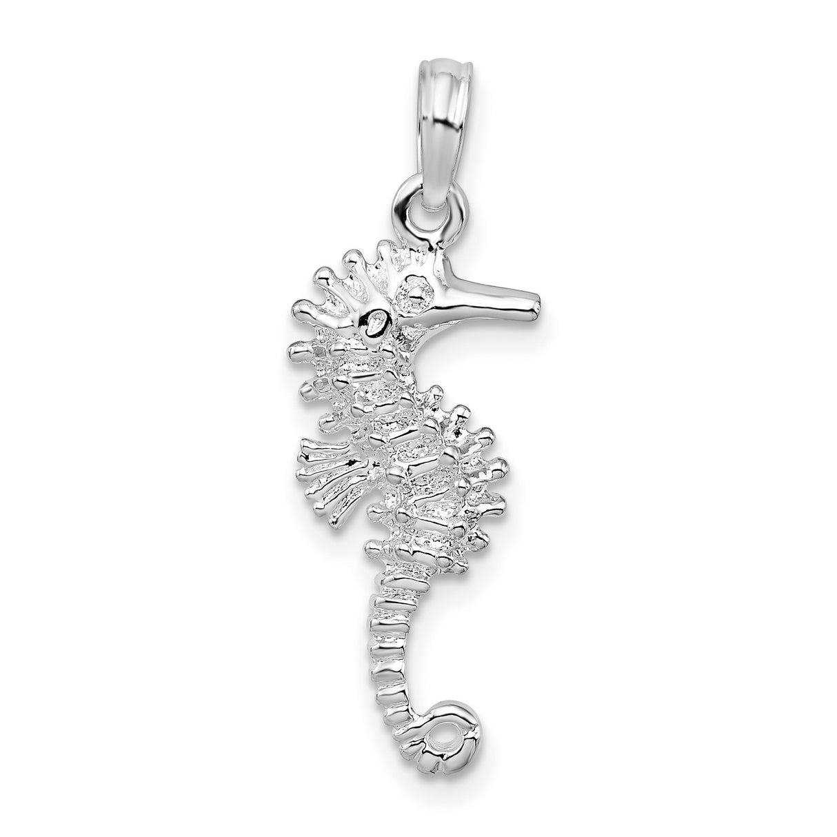 Sterling Silver Seahorse Pendant with Textured Marine Life Design for Women