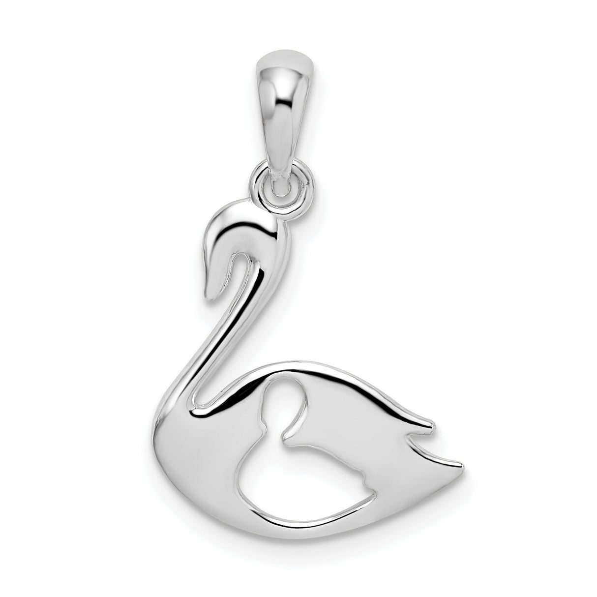 Sterling Silver Swan Pendant with Baby Swan Cutout, Nature-Inspired Wildlife Jewelry for Women
