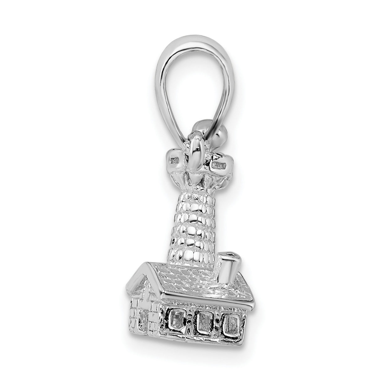 Sterling Silver Lighthouse Pendant Charm with Nautical Coastal Design