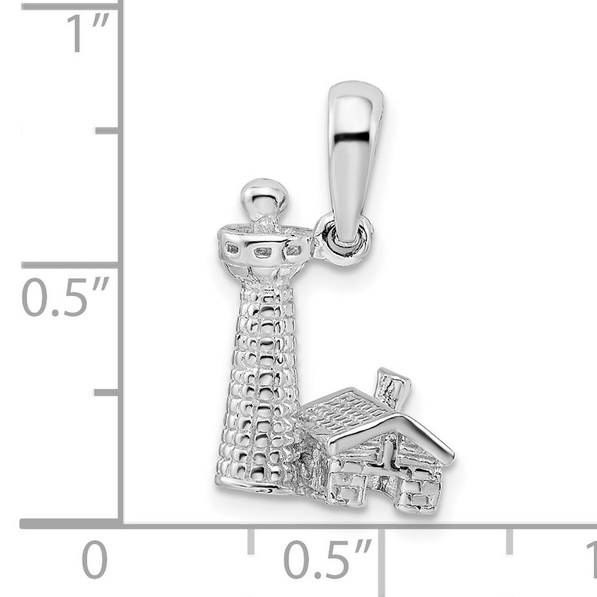 Sterling Silver Lighthouse Pendant Charm with Nautical Coastal Design