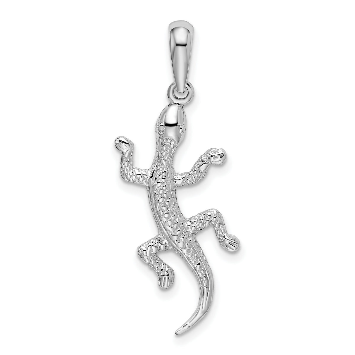Sterling Silver Lizard Pendant with Textured Gecko Design, Animal Totem Jewelry for Nature Lovers