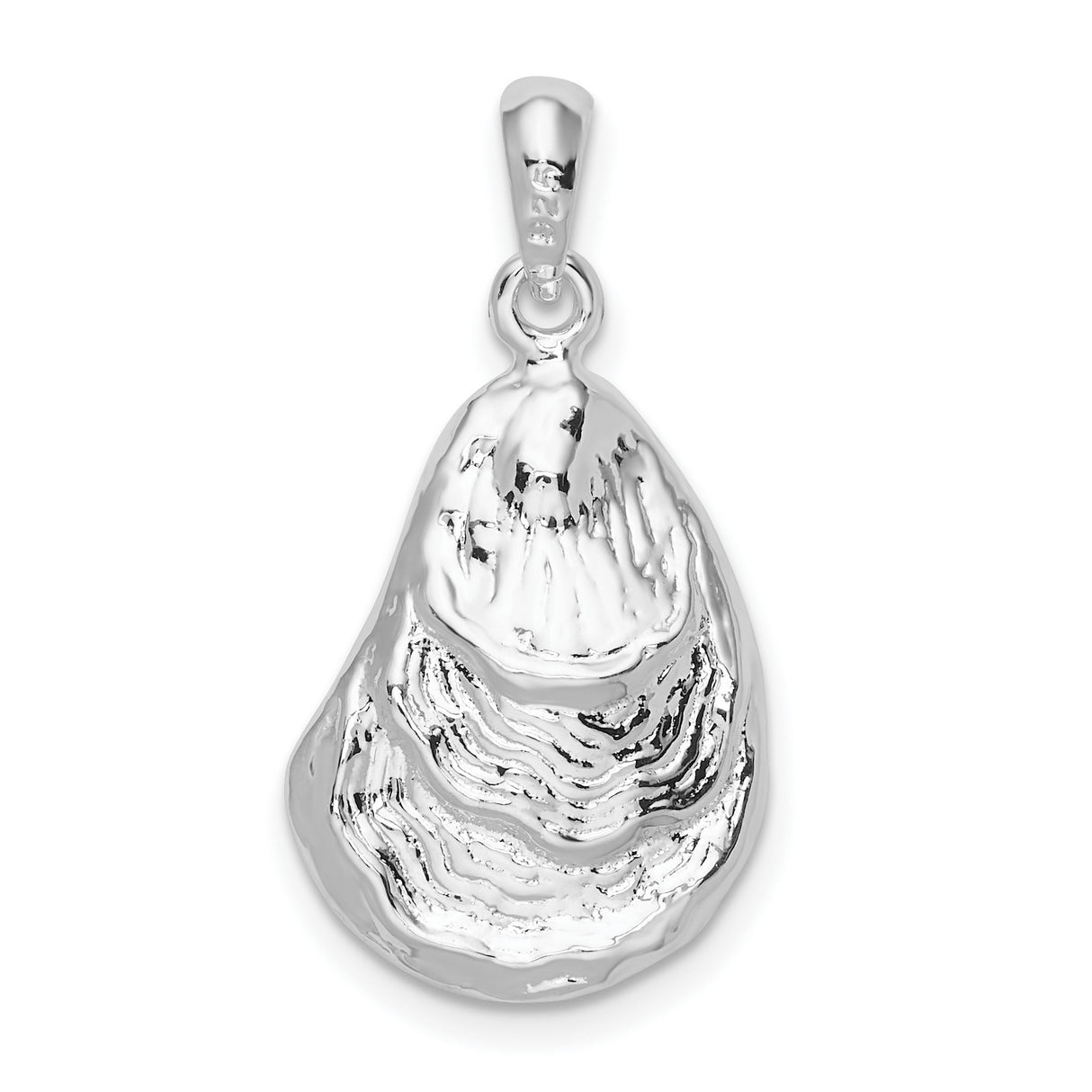 Sterling Silver Oyster Shell Pendant, Realistic Textured Ocean-Inspired Nautical Jewelry