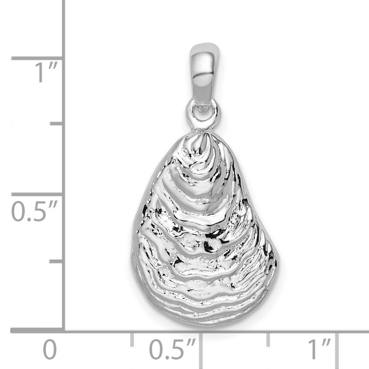 Sterling Silver Oyster Shell Pendant, Realistic Textured Ocean-Inspired Nautical Jewelry