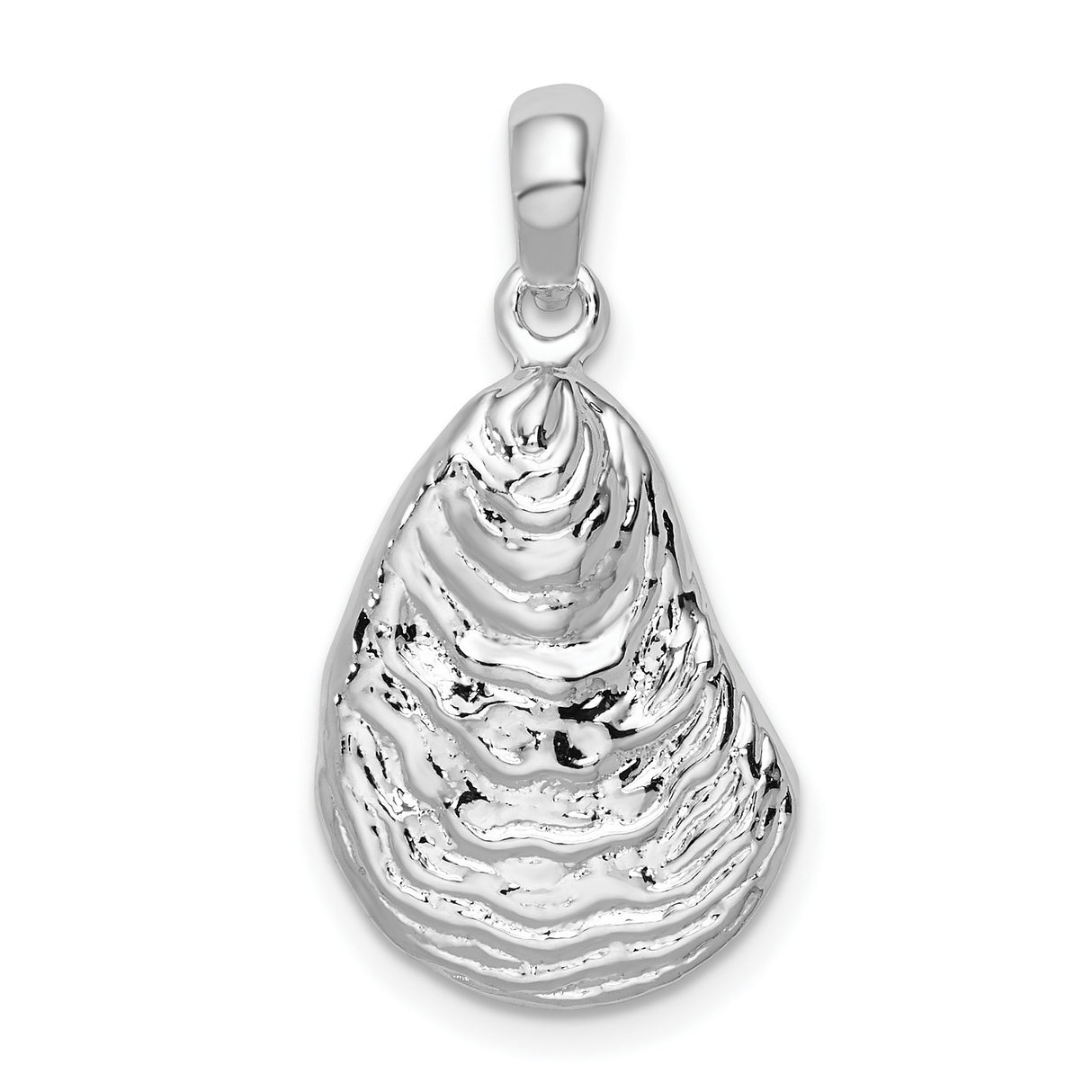 Sterling Silver Oyster Shell Pendant, Realistic Textured Ocean-Inspired Nautical Jewelry