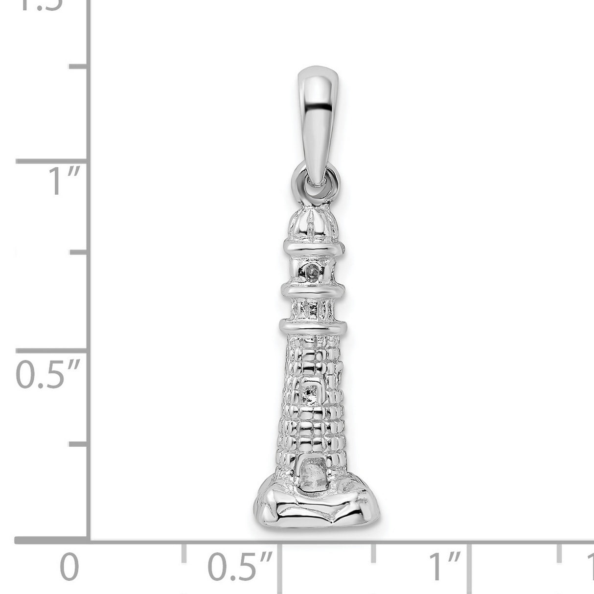Sterling Silver Lighthouse Pendant, 3D Nautical Charm with Textured Detail for Women or Unisex