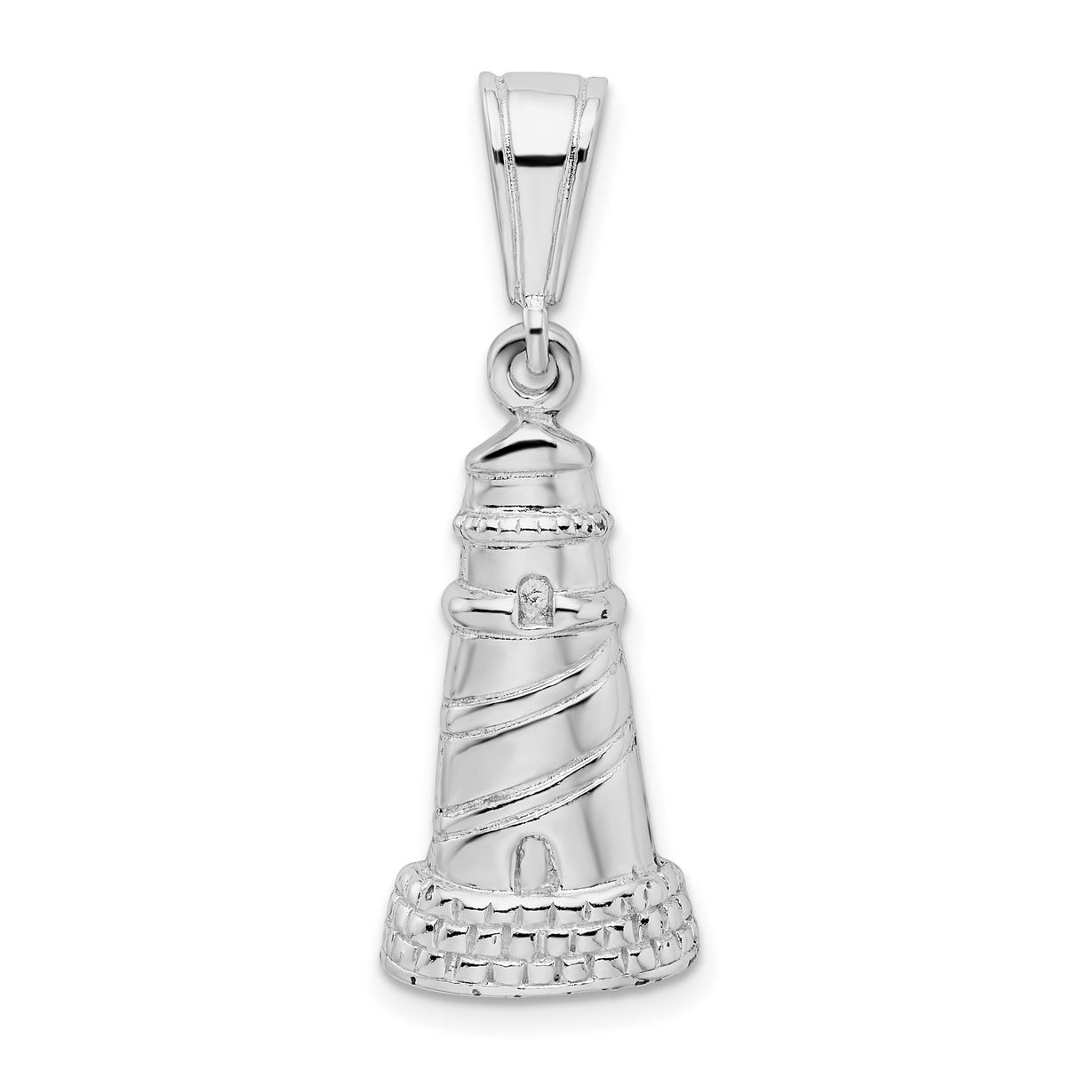 Sterling Silver Lighthouse Pendant with Spiral Design, Nautical Maritime Theme
