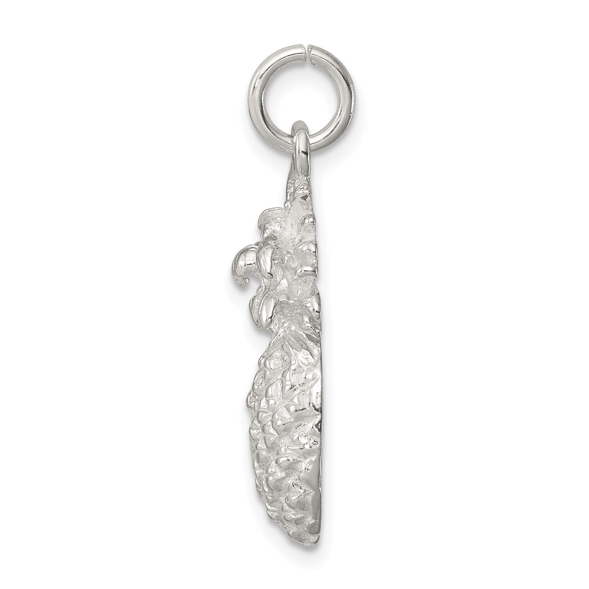 Sterling Silver Pineapple Pendant Charm with Textured Detailing, Tropical Island Style Jewelry