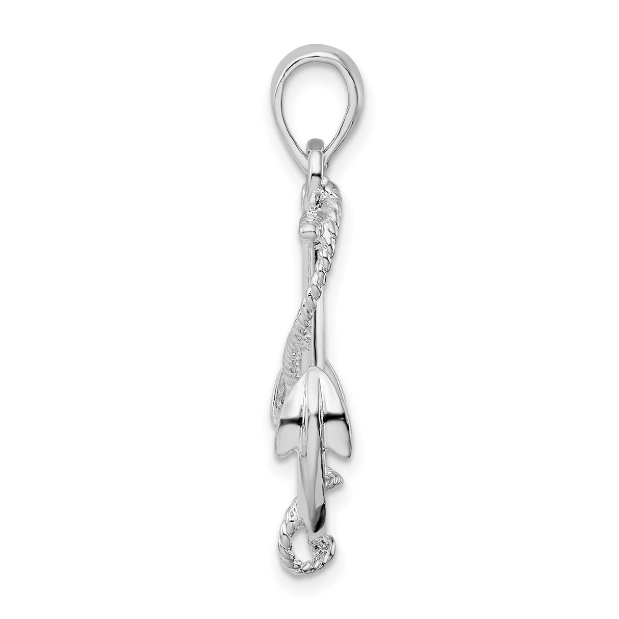 Sterling Silver Anchor Pendant with Rope Detailing, Nautical Symbol of Strength and Hope