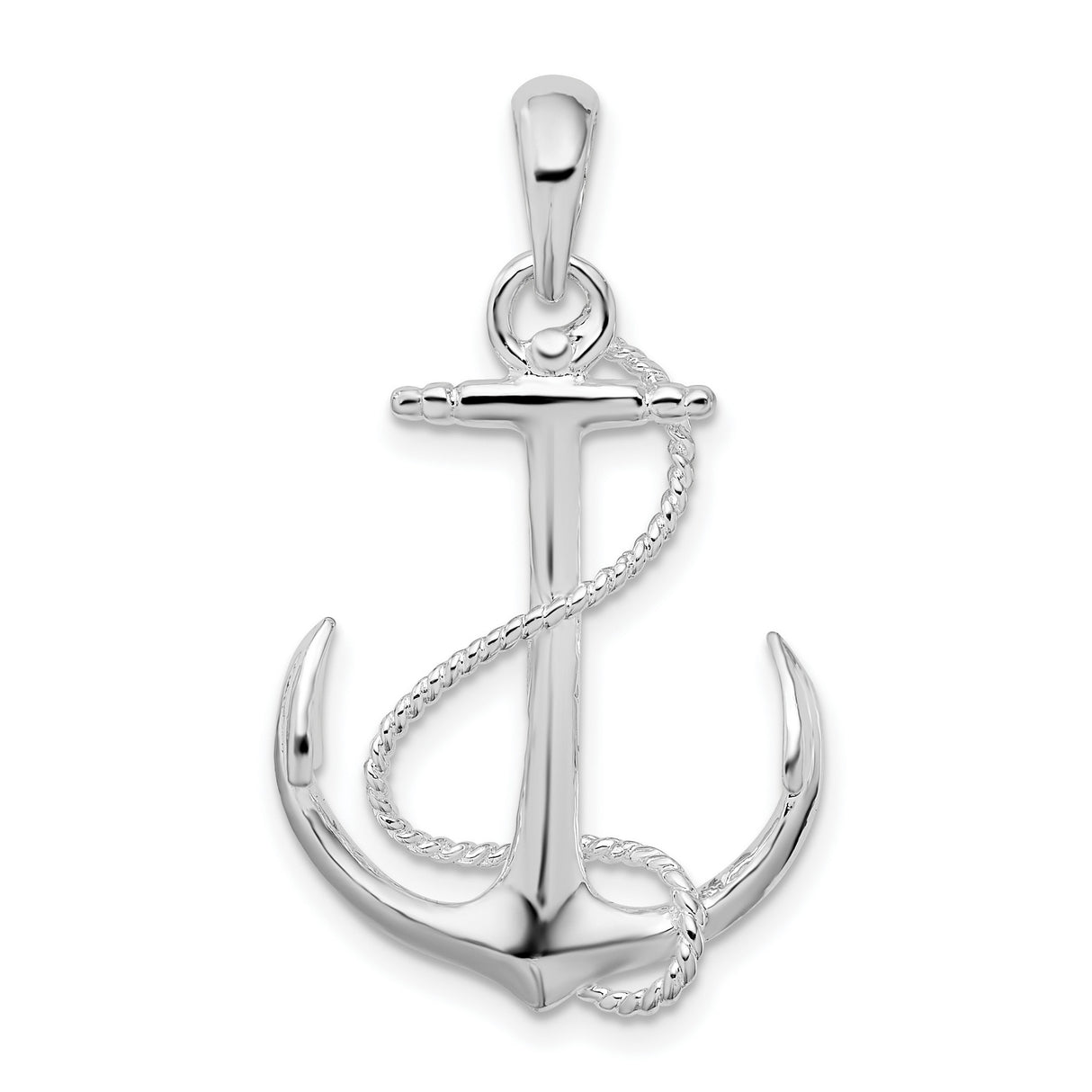 Sterling Silver Anchor Pendant with Rope Detailing, Nautical Symbol of Strength and Hope