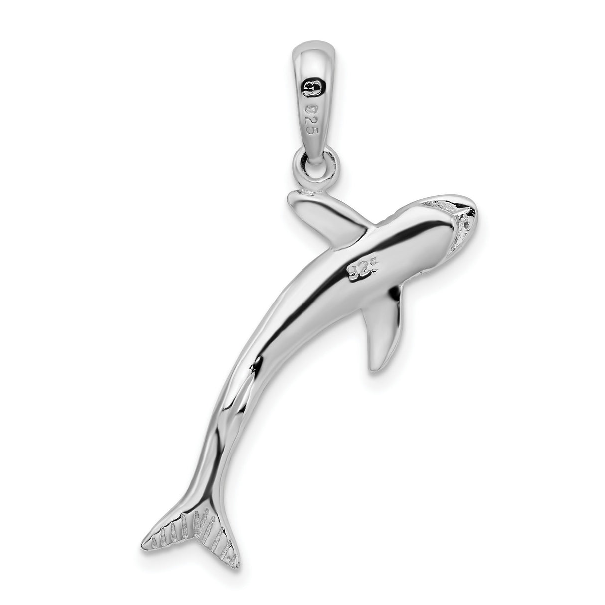 Sterling Silver Whale Pendant with Sleek Polished Design, Ocean Animal Theme