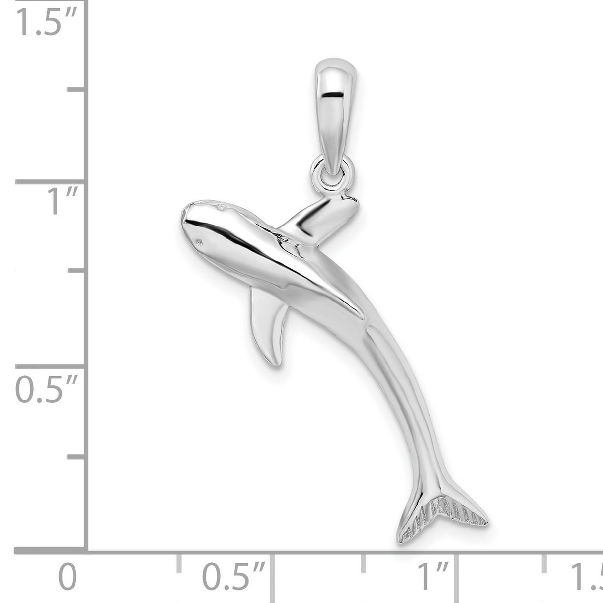 Sterling Silver Whale Pendant with Sleek Polished Design, Ocean Animal Theme