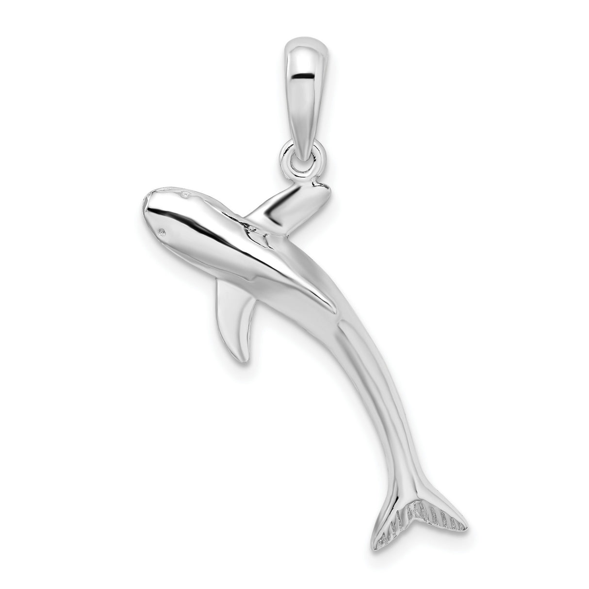 Sterling Silver Whale Pendant with Sleek Polished Design, Ocean Animal Theme