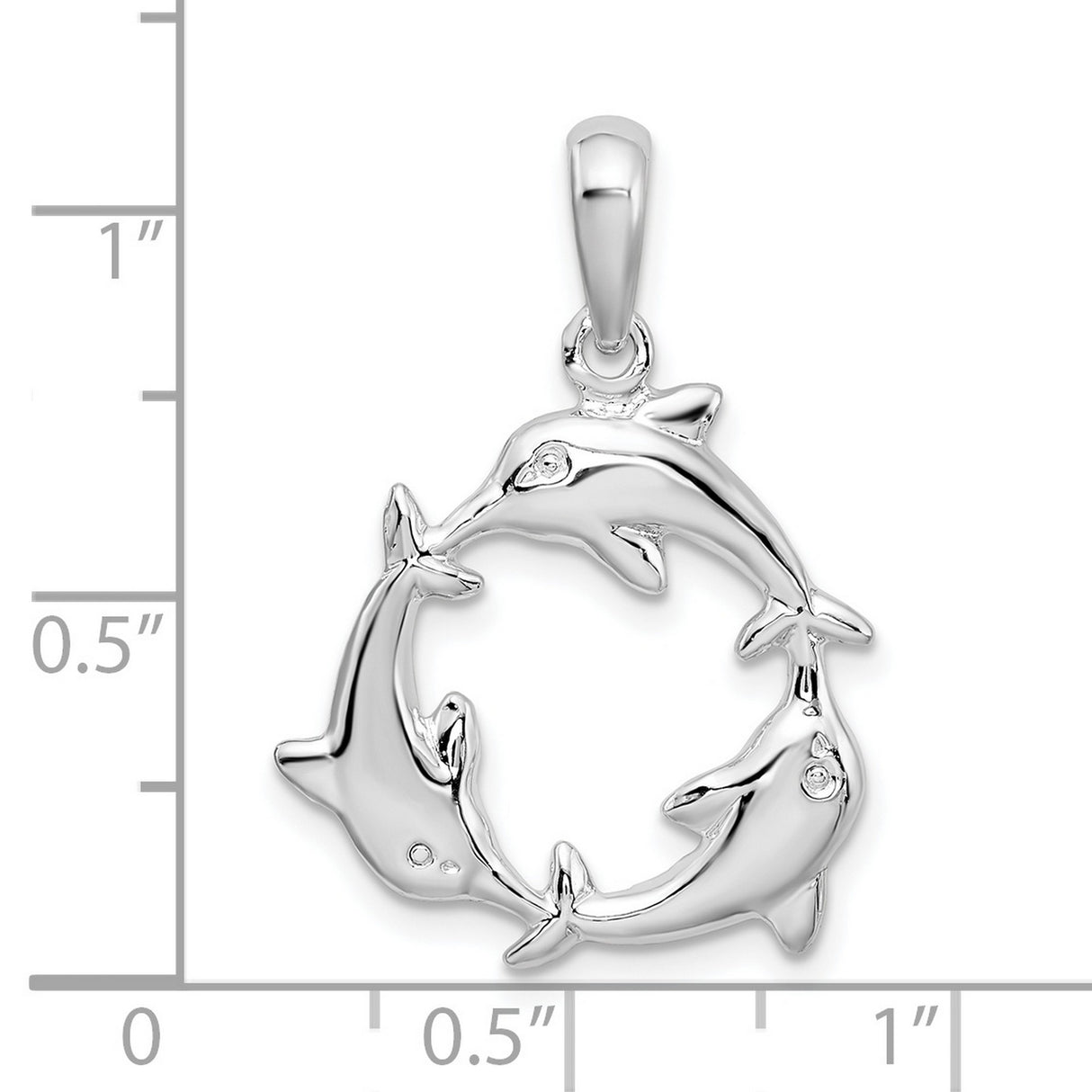 Sterling Silver Dolphin Circle Pendant with Three Dolphins, Nautical Sealife Theme