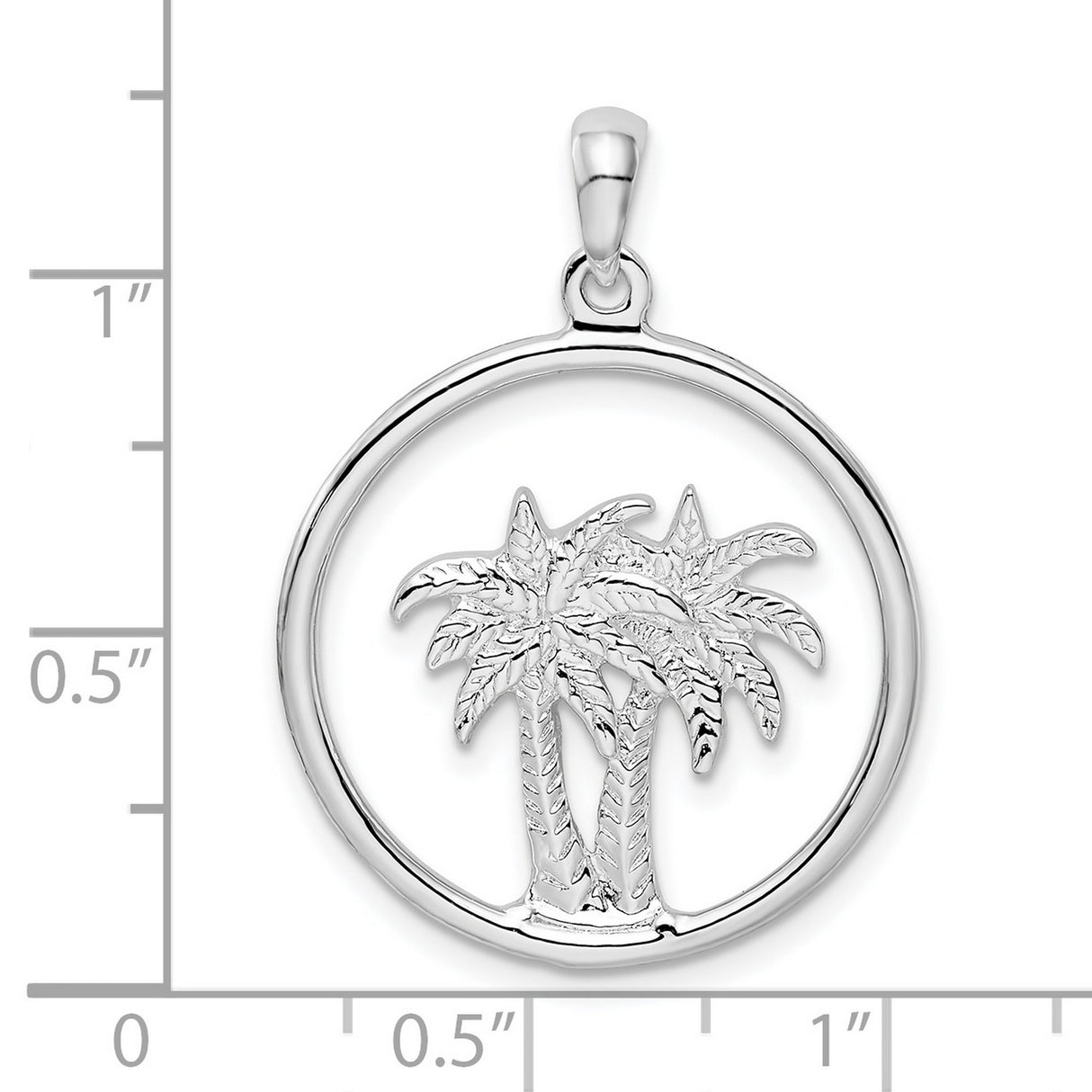 Sterling Silver Palm Tree Pendant with Double Palm Design, Tropical Island Theme Jewelry