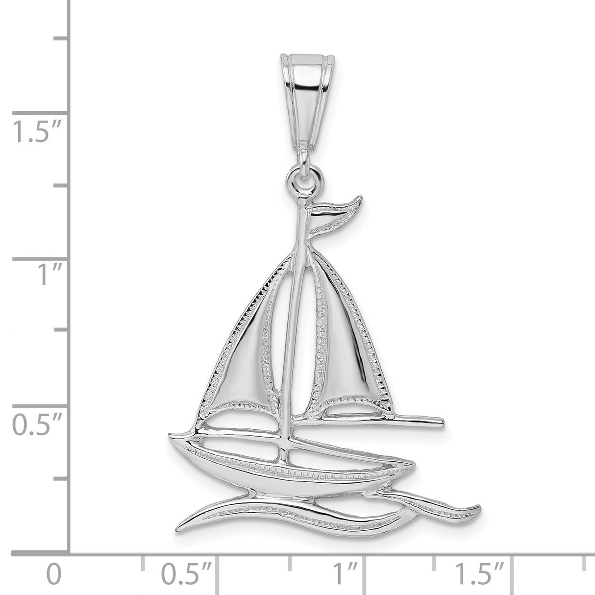 Sterling Silver Sailboat Pendant with Wave Detail, Nautical Open Design for Ocean Lovers