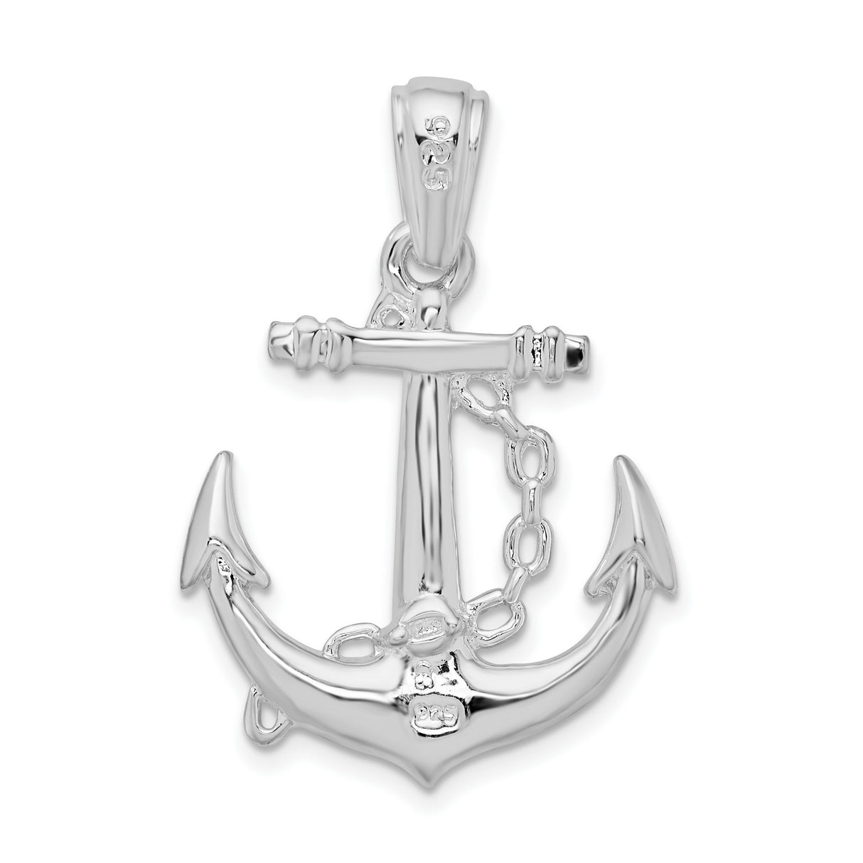 Sterling Silver Anchor Pendant with Chain Detail, Nautical Christian Symbol, Unisex Jewelry