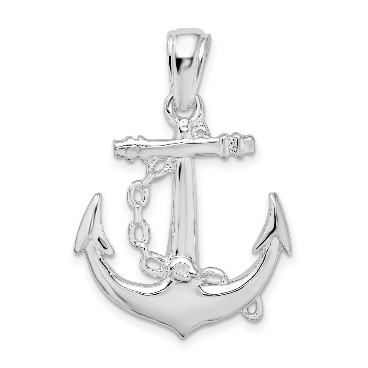 Sterling Silver Anchor Pendant with Chain Detail, Nautical Christian Symbol, Unisex Jewelry