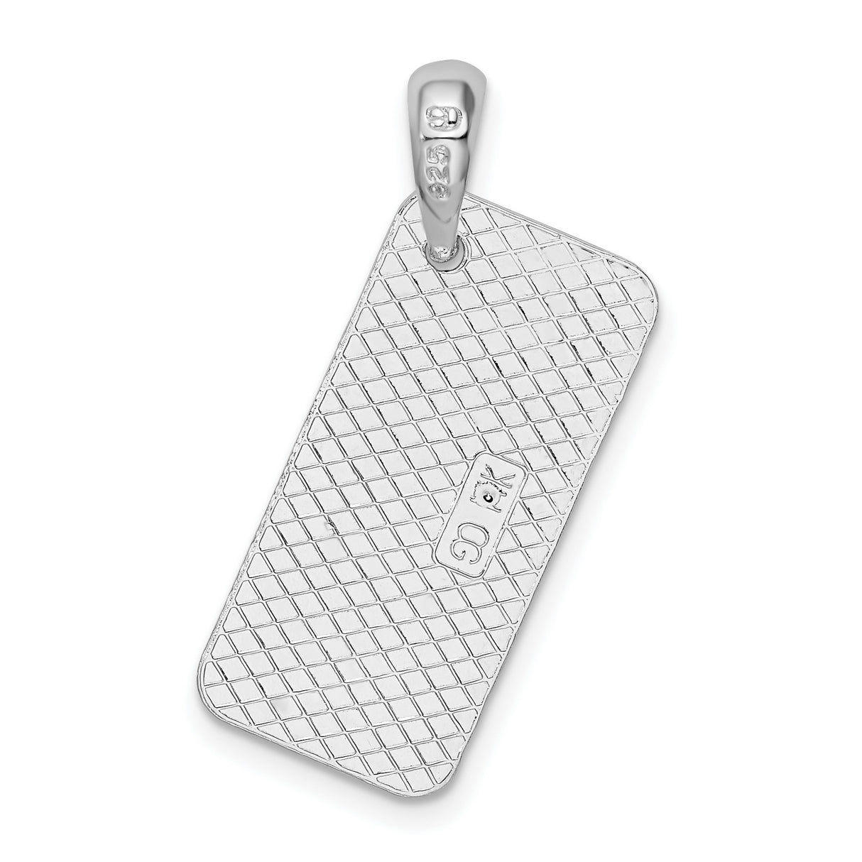 Sterling Silver Dog Tag Pendant with KEY WEST Lettering, Textured Travel Souvenir Charm