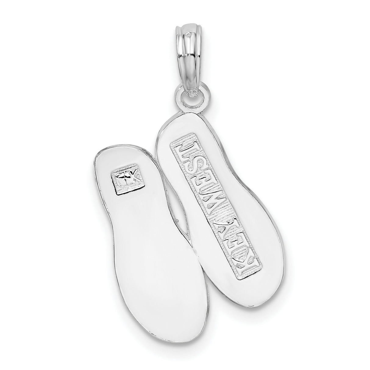 Sterling Silver Flip Flop Pendant with Textured Sandal Design, Beach Theme Jewelry for Women