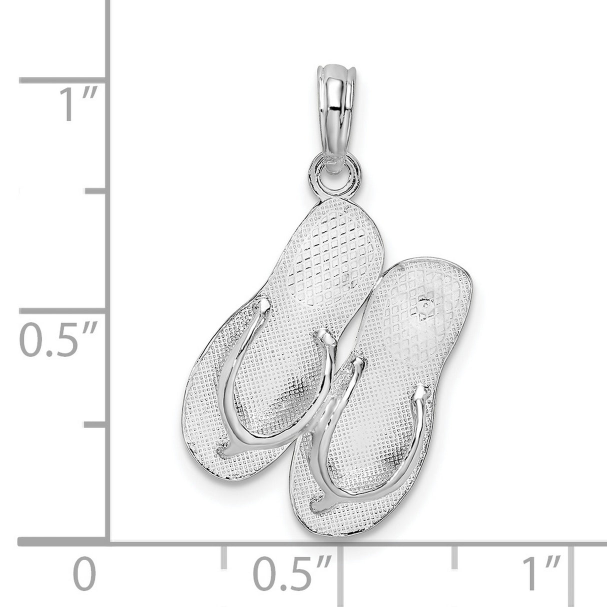 Sterling Silver Flip Flop Pendant with Textured Sandal Design, Beach Theme Jewelry for Women