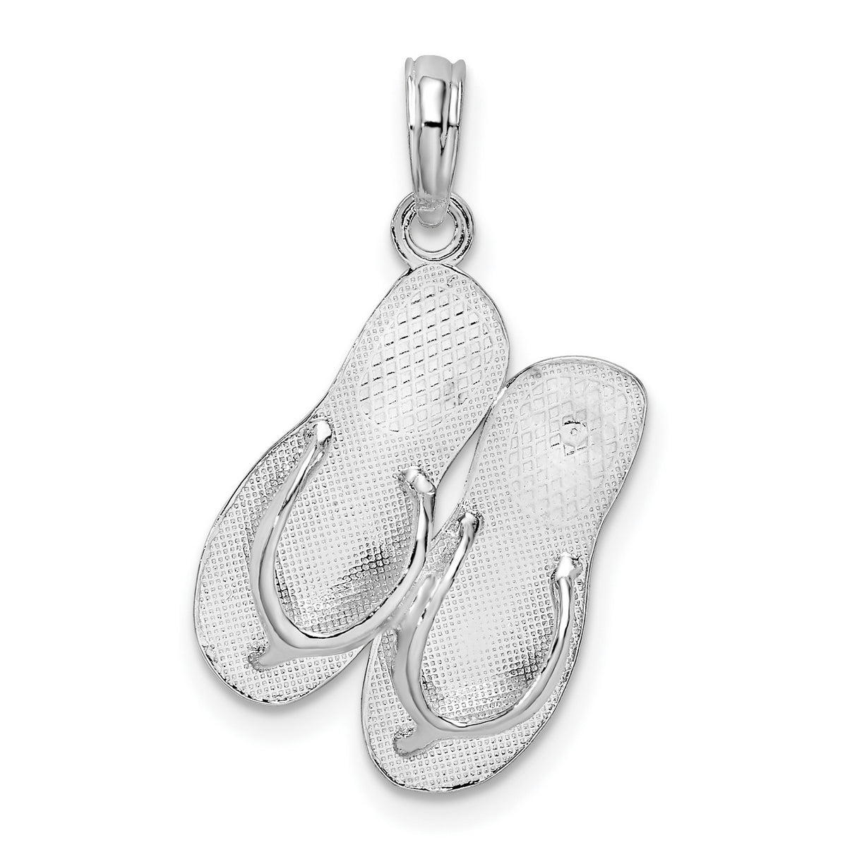 Sterling Silver Flip Flop Pendant with Textured Sandal Design, Beach Theme Jewelry for Women