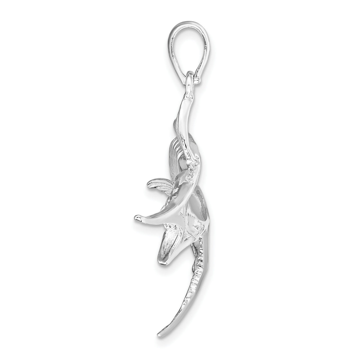 Sterling Silver Marlin Fish Pendant, Detailed Marine Life Nautical Jewelry for Men or Unisex