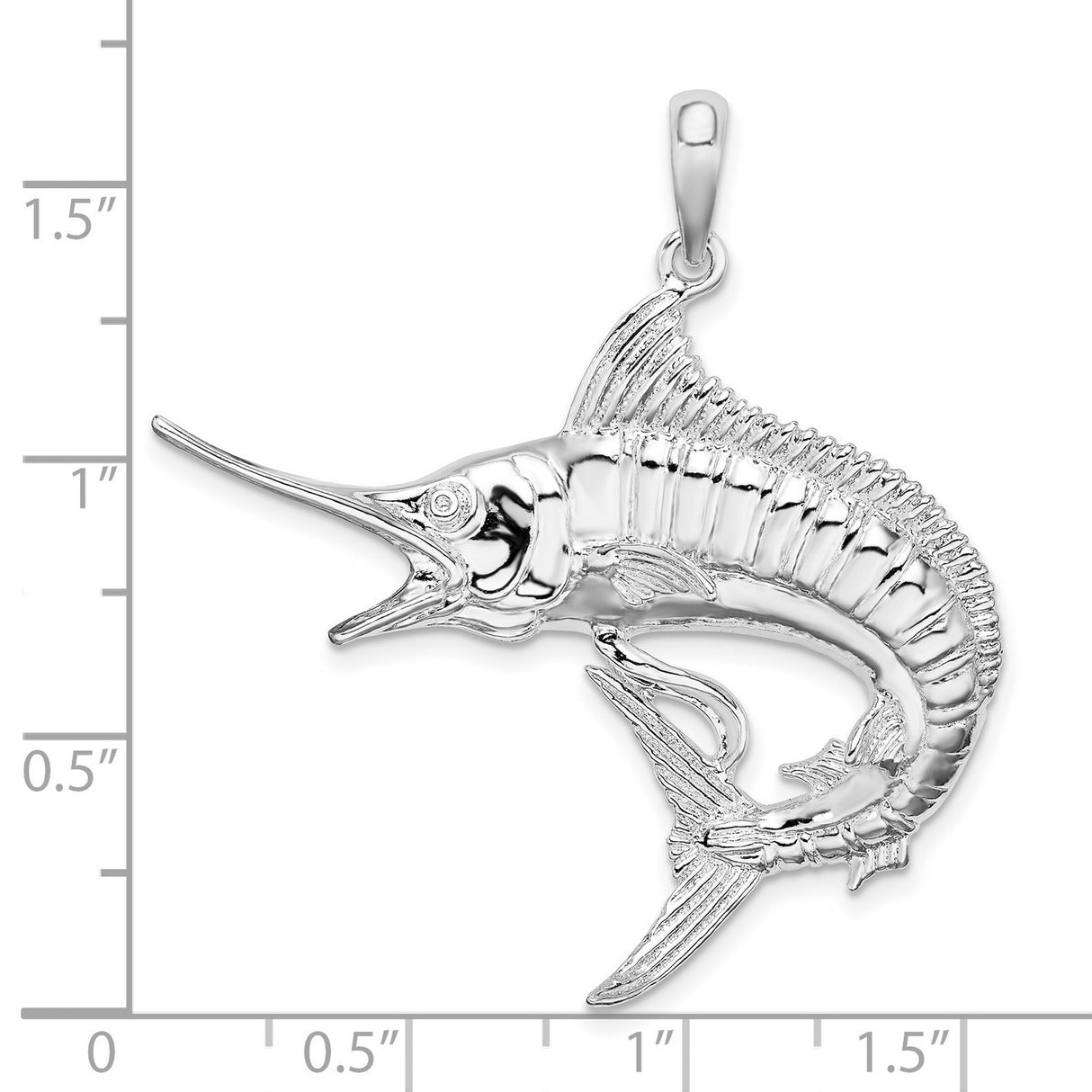Sterling Silver Marlin Fish Pendant, Detailed Marine Life Nautical Jewelry for Men or Unisex
