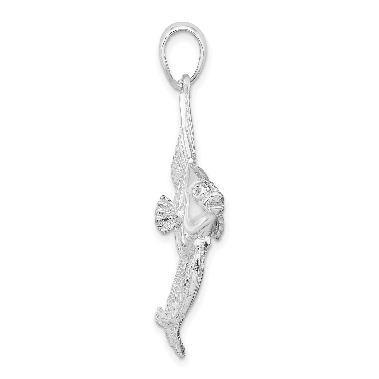 Sterling Silver Angelfish Pendant with Detailed Fins and Ocean Theme Design