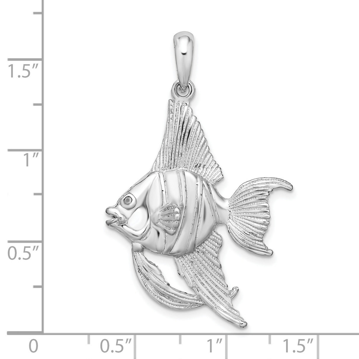 Sterling Silver Angelfish Pendant with Detailed Fins and Ocean Theme Design