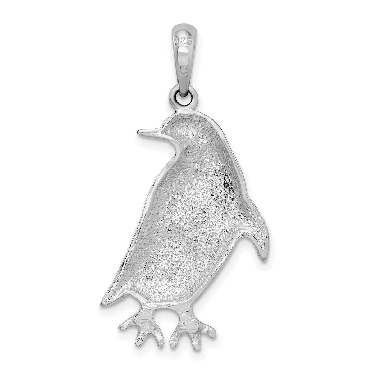 Sterling Silver Penguin Pendant, Textured Animal Charm, Nature-Inspired Wildlife Jewelry