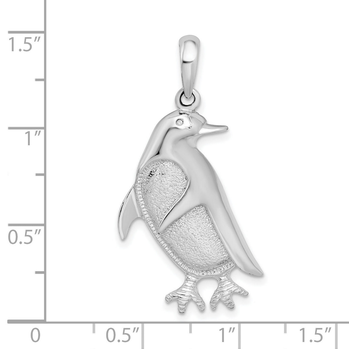 Sterling Silver Penguin Pendant, Textured Animal Charm, Nature-Inspired Wildlife Jewelry
