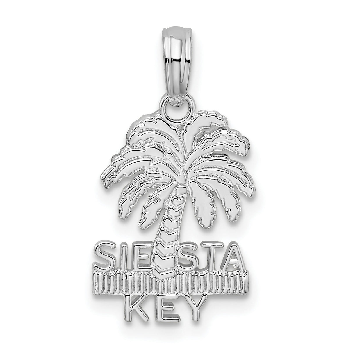 Sterling Silver Palm Tree Pendant, Tropical Siesta Key Beach Charm for Women