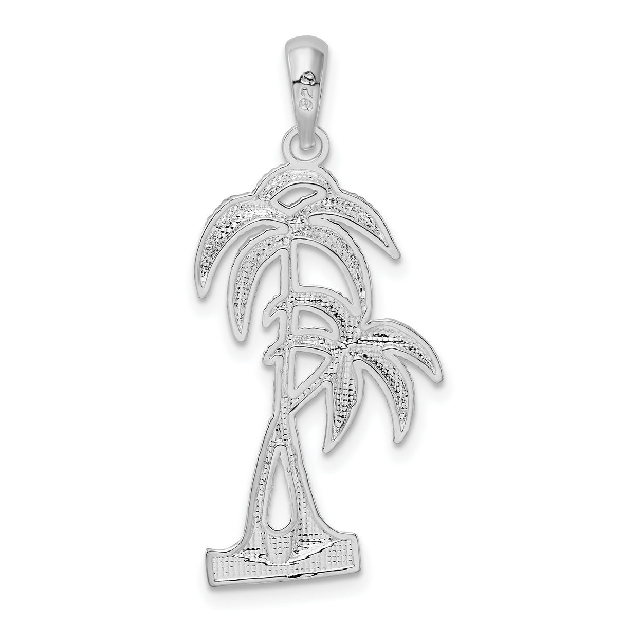 Sterling Silver Palm Tree Pendant with Textured Trunks and Detailed Fronds