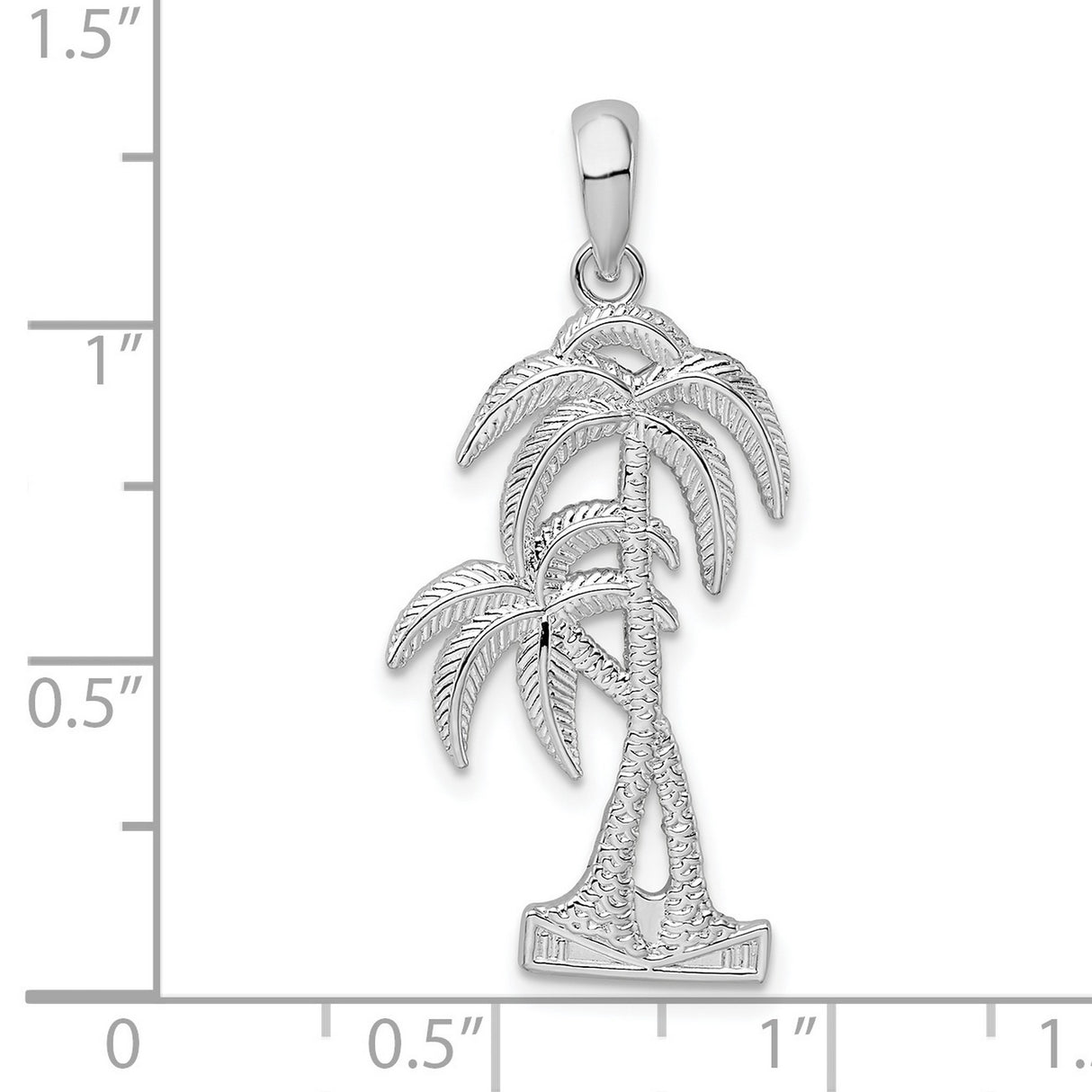 Sterling Silver Palm Tree Pendant with Textured Trunks and Detailed Fronds