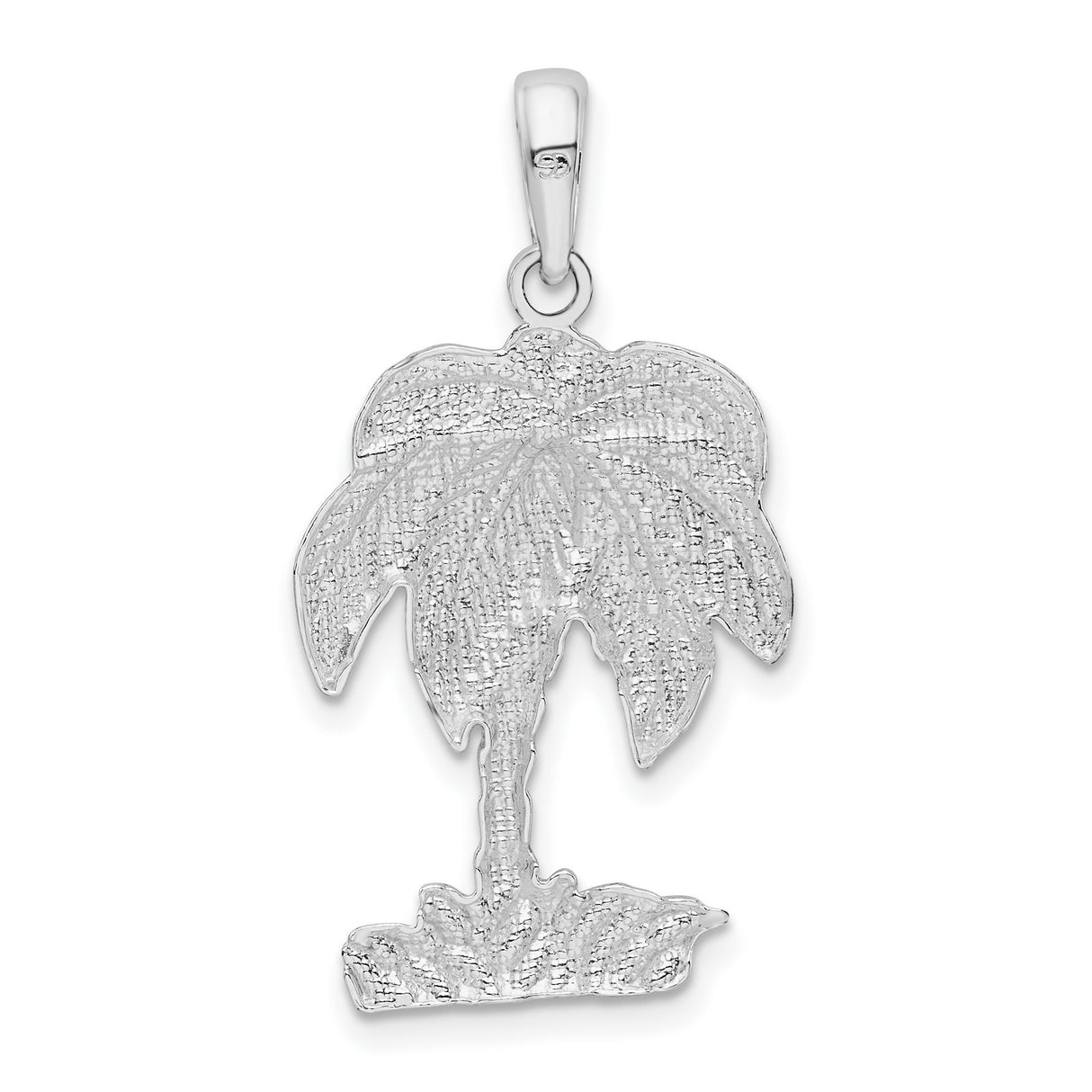 Sterling Silver Palm Pendant with Textured Leaf and Trunk Design, Tropical Island Charm