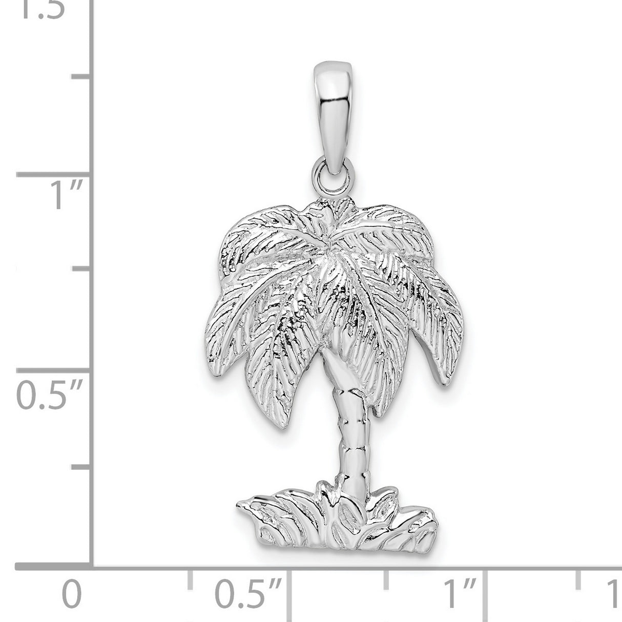 Sterling Silver Palm Pendant with Textured Leaf and Trunk Design, Tropical Island Charm