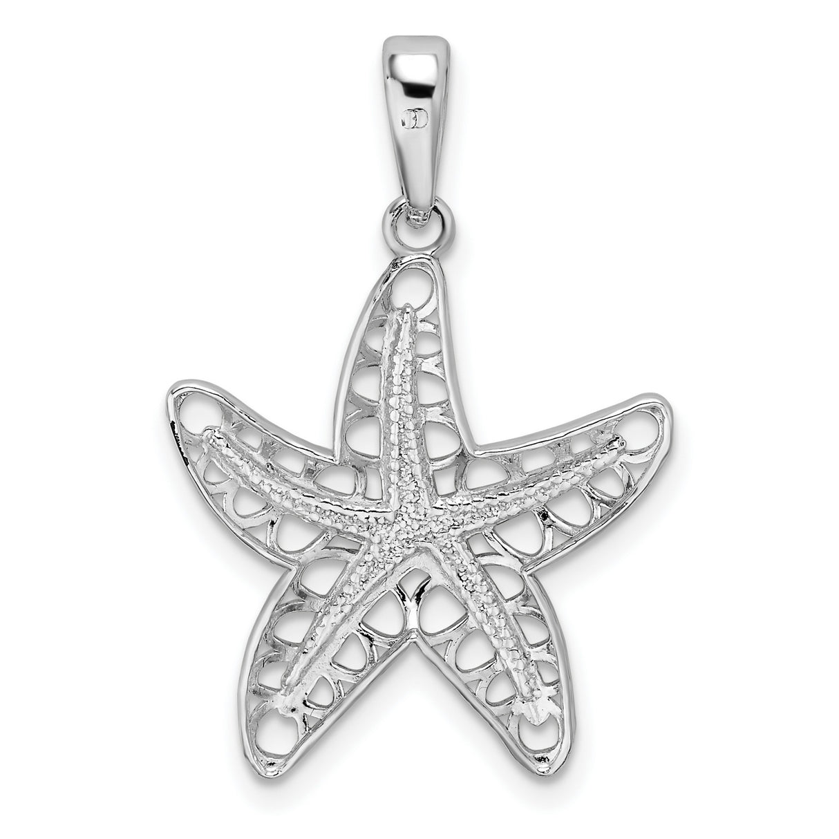 Sterling Silver Starfish Pendant with Openwork Filigree Design, Nautical Coastal Jewelry